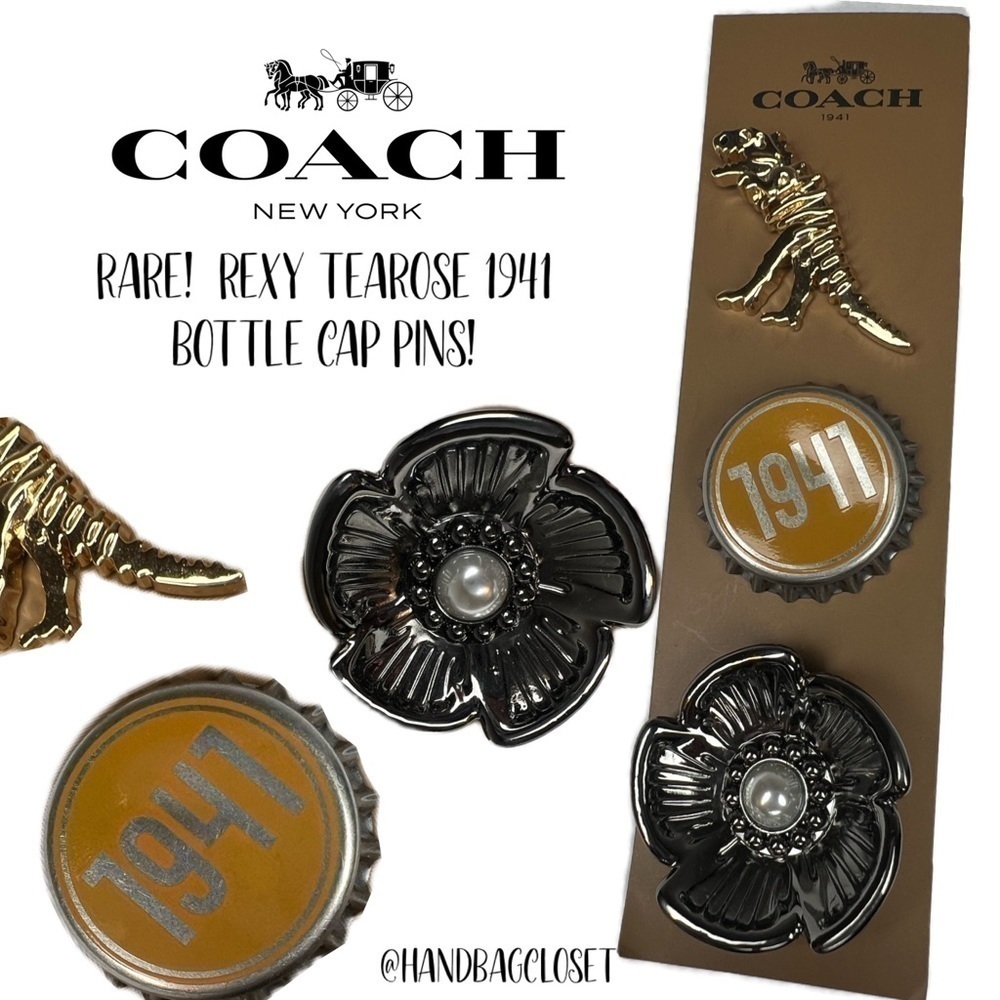Coach Tearose Pearl Rexy Bottlecap Collectible Pins